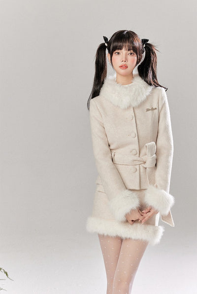 Furry Wool Tweed Jacket/Short Skirt TBI0045