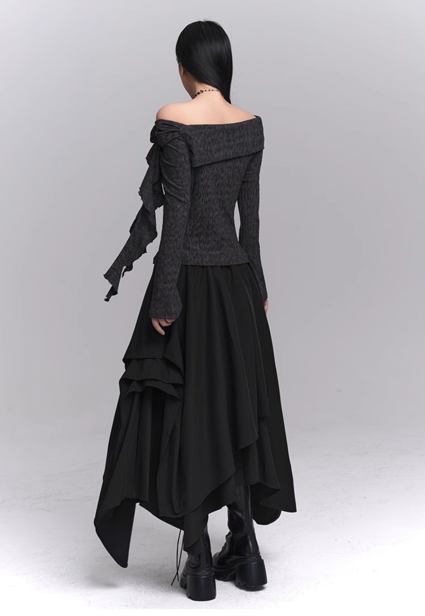 Black Irregular Unique Skirt LAD0166