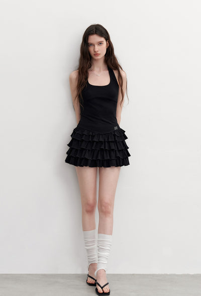 Halter Neck Splicing Cake Dress AYF0094