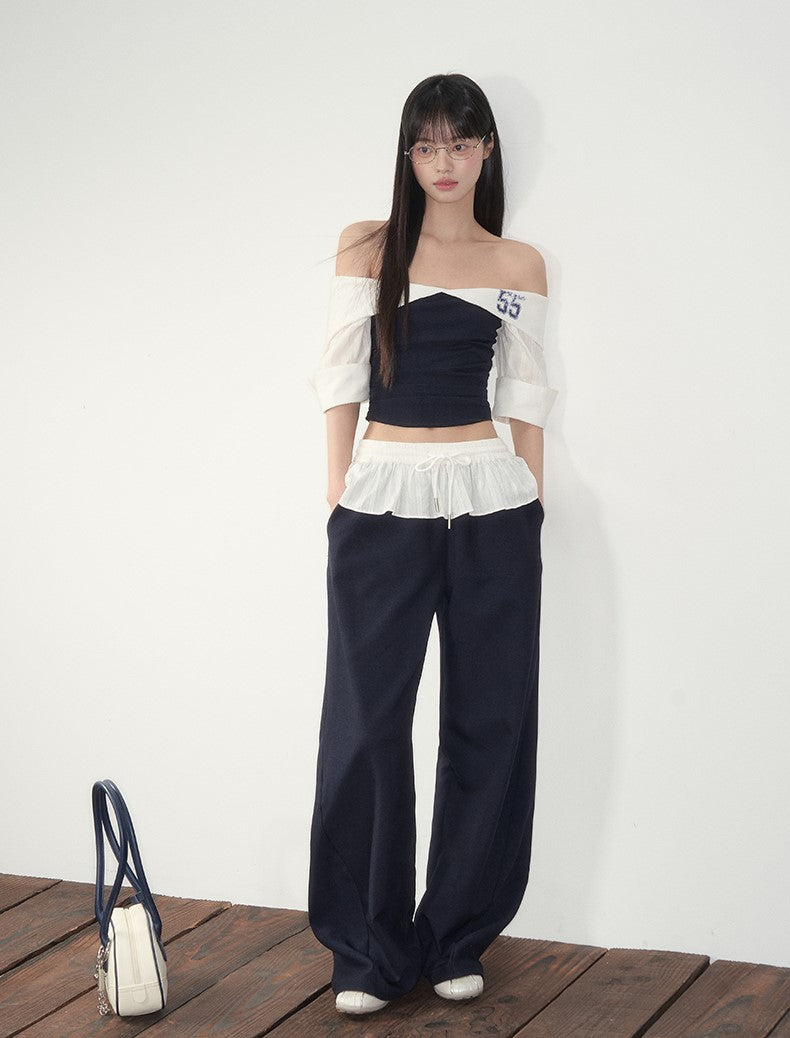 One-shoulder Top/Ruffled Scimitar Pants SOO0007