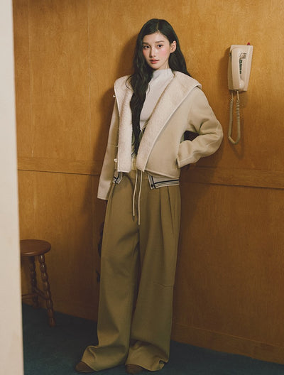 Hooded Suede Faux Fur Jacket LAL0239