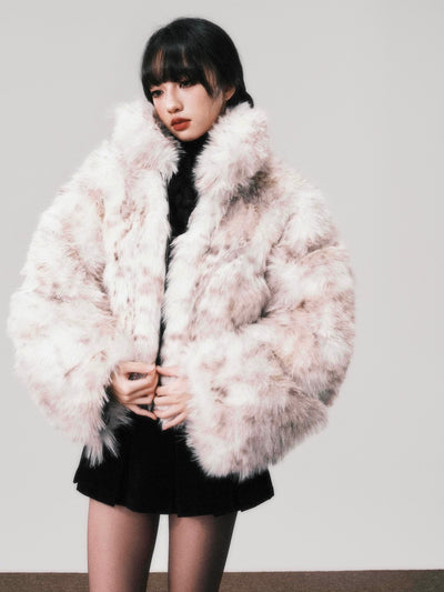 White Lazy Super Thick Fur Short Coat LUL0106