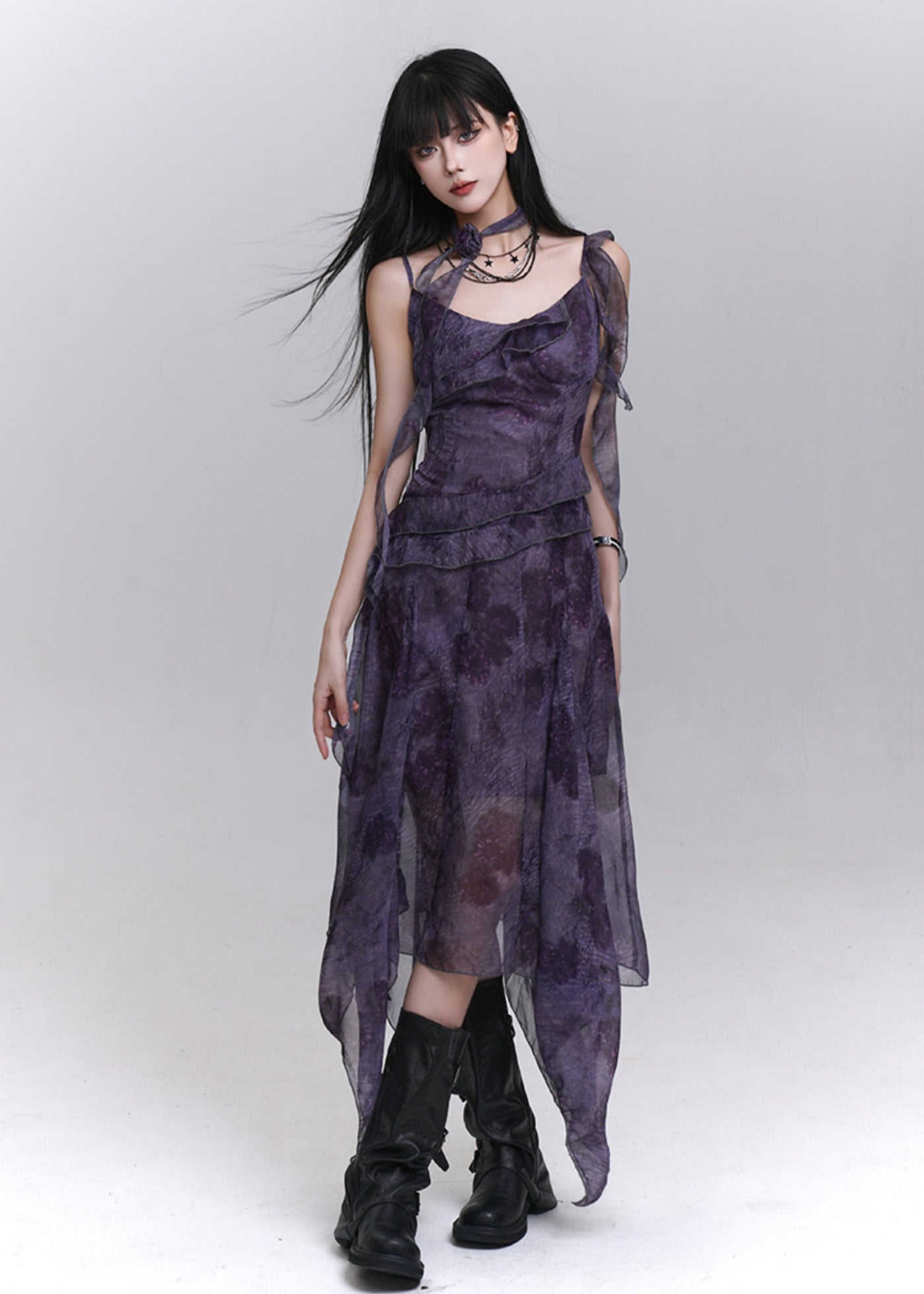 Purple Strap Suspender Dress LAD0220