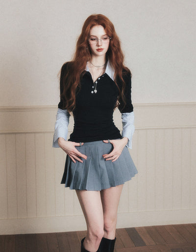 Fake Two-piece Polo Collar Shirt LUL0190