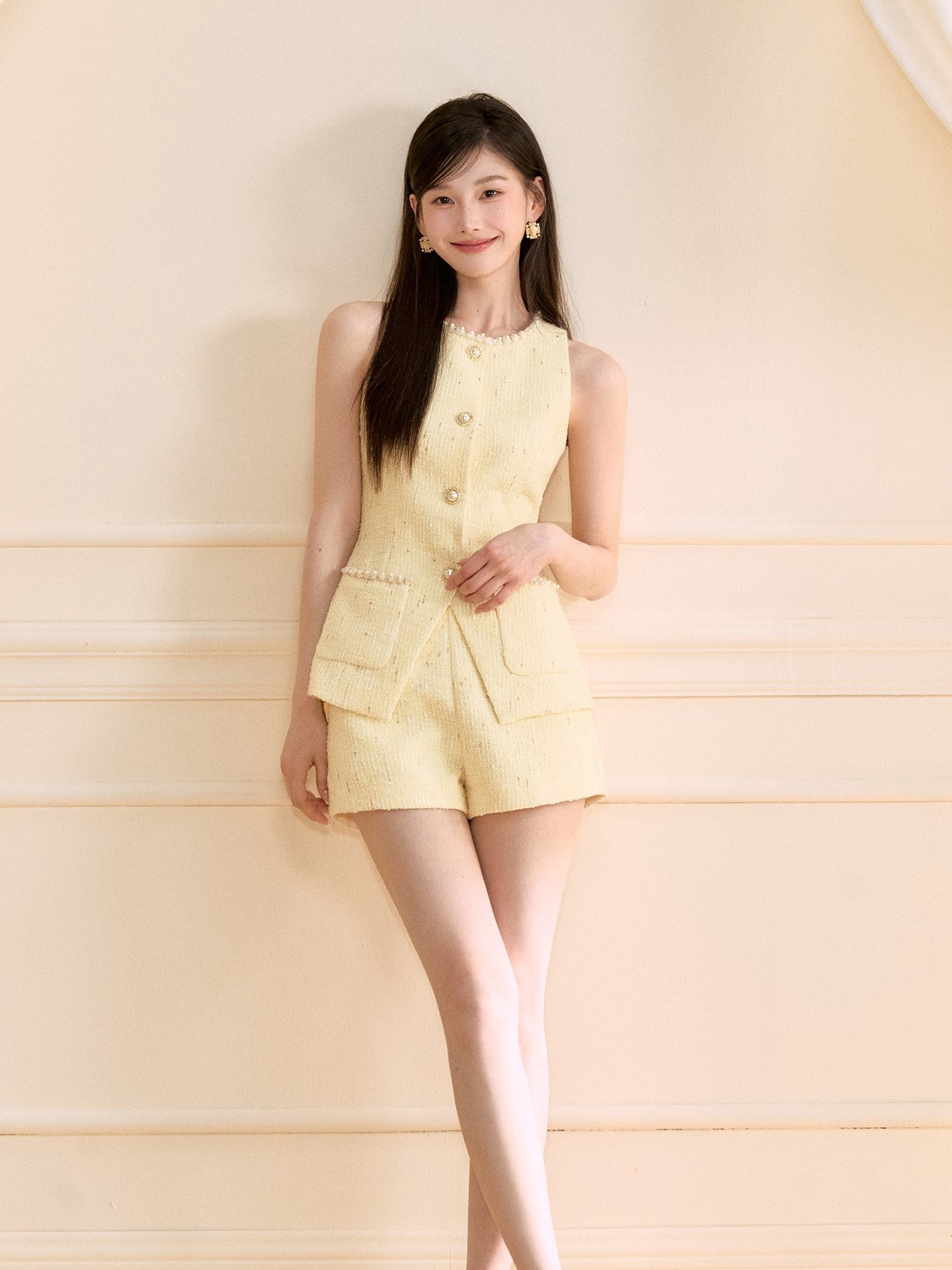 Beaded Sleeveless Vest/Shorts OSH0117