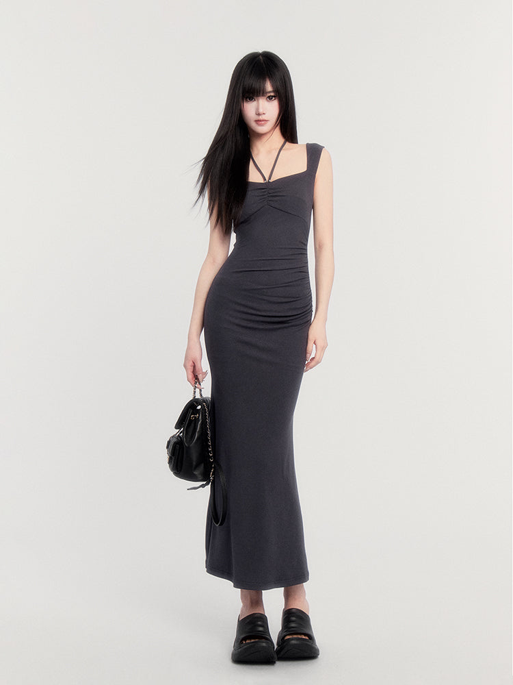 Square Neck Slimming Fishtail Dress VOC0390