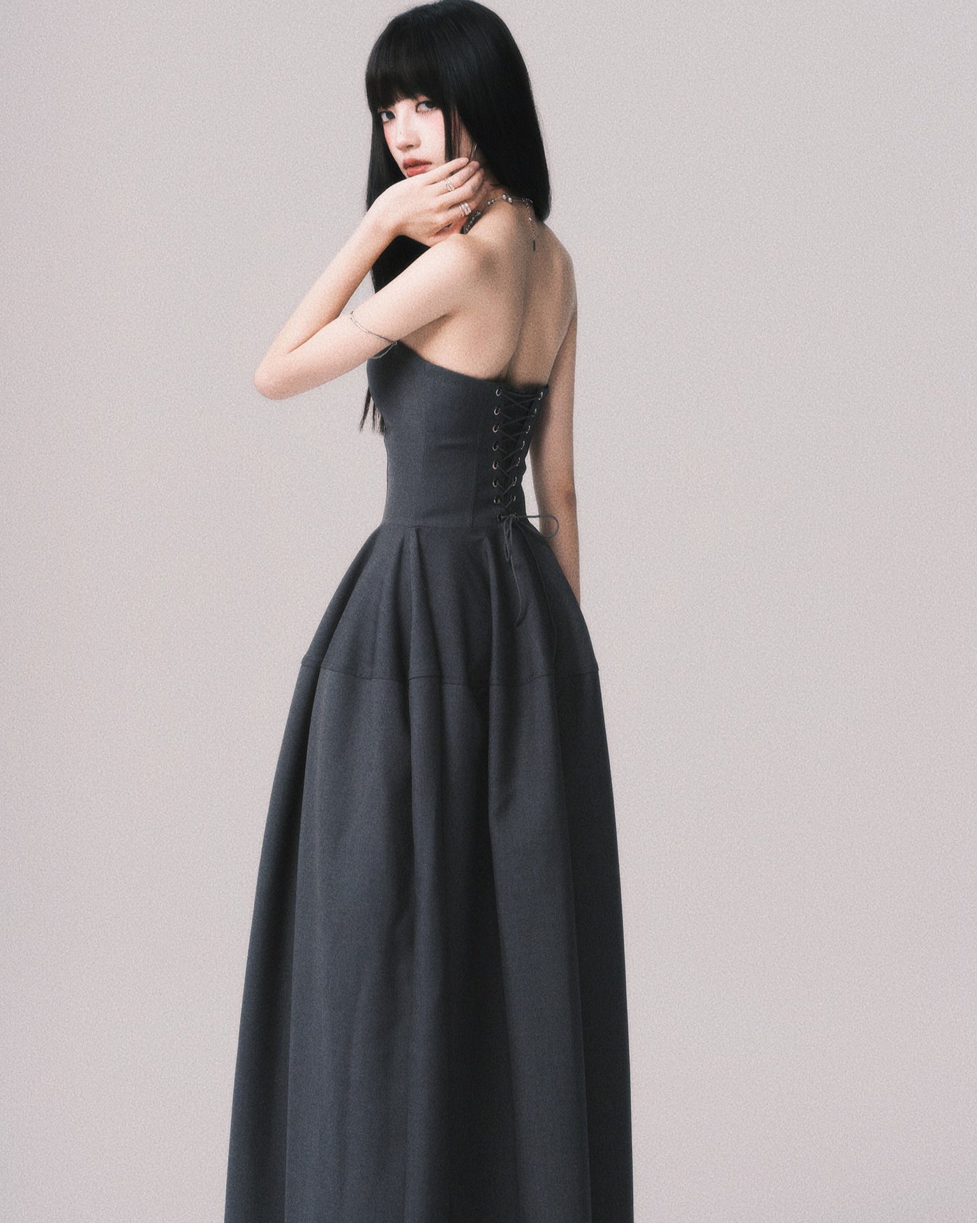 Slimming Puffy Long Tube Top Dress LUL0162