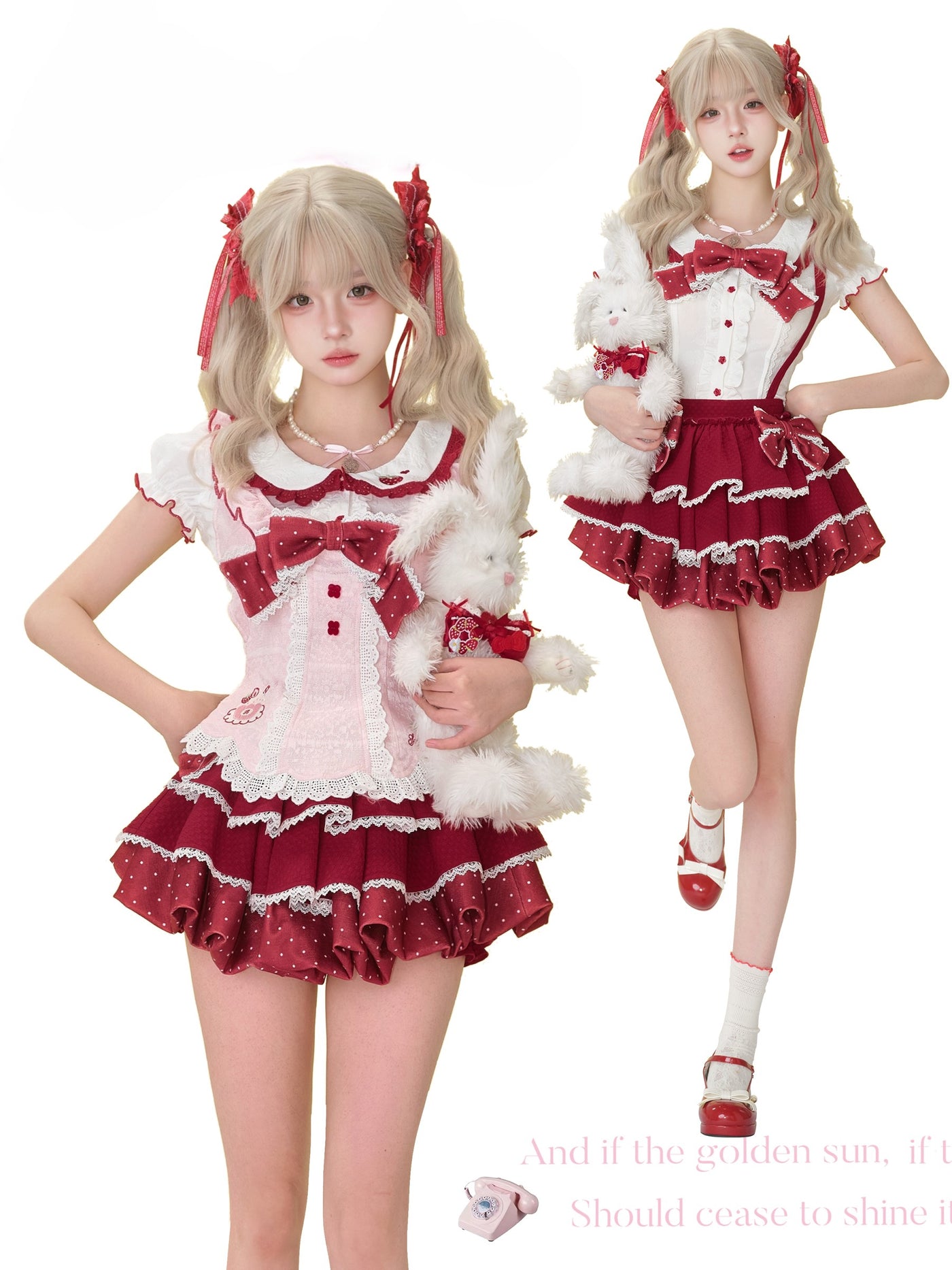 Polka Dot Lace Bow Shirt/Apron/Skirt SER0168