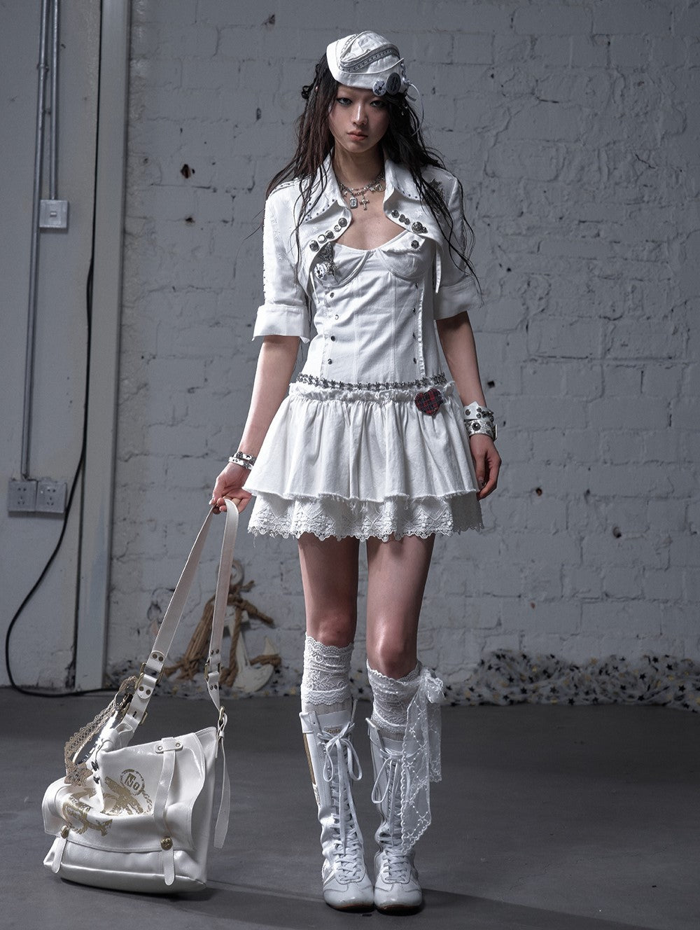 Punk Short-sleeved Short Shirt Jacket NOR0179