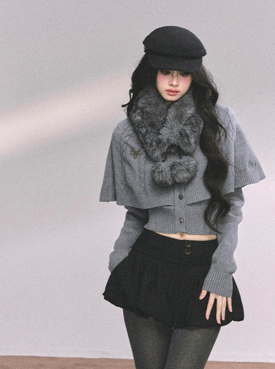 Long-sleeved Cable Cloak Sweater DIA0645