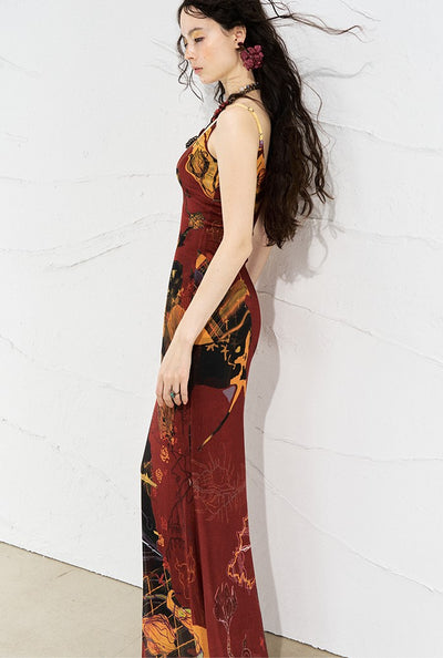 Mondrian Contrast Color Suspender Dress OFA0256