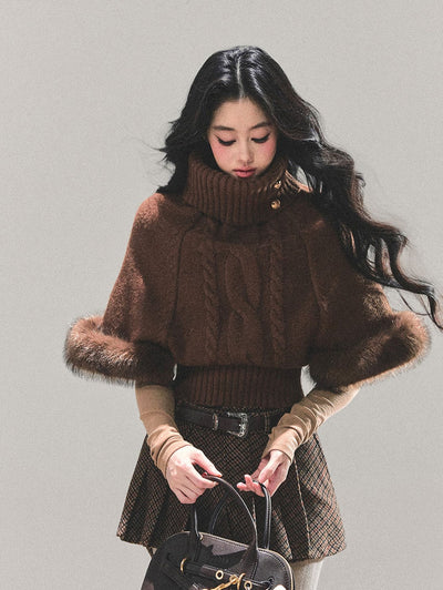 High-Neck Mohair Cable Sweater DIA0669