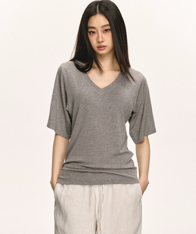Stretch V-neck T-shirt ANA0027