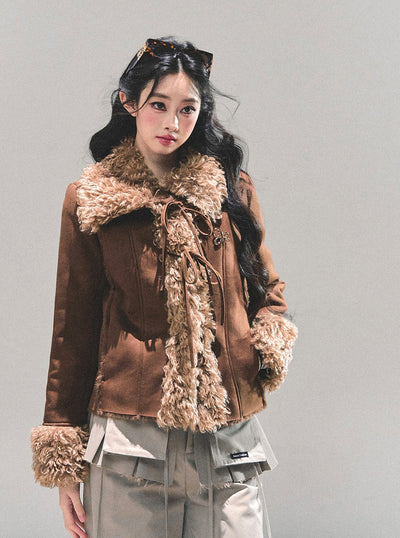 French-style Shearling Plush Cotton Jacket DIA0670
