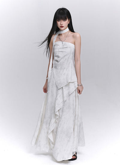 White Artistic Tube Top/Skirt LAD0209