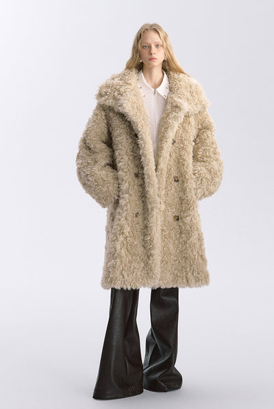 Double-breasted Fur Suede Long Plush Coat BYW0031