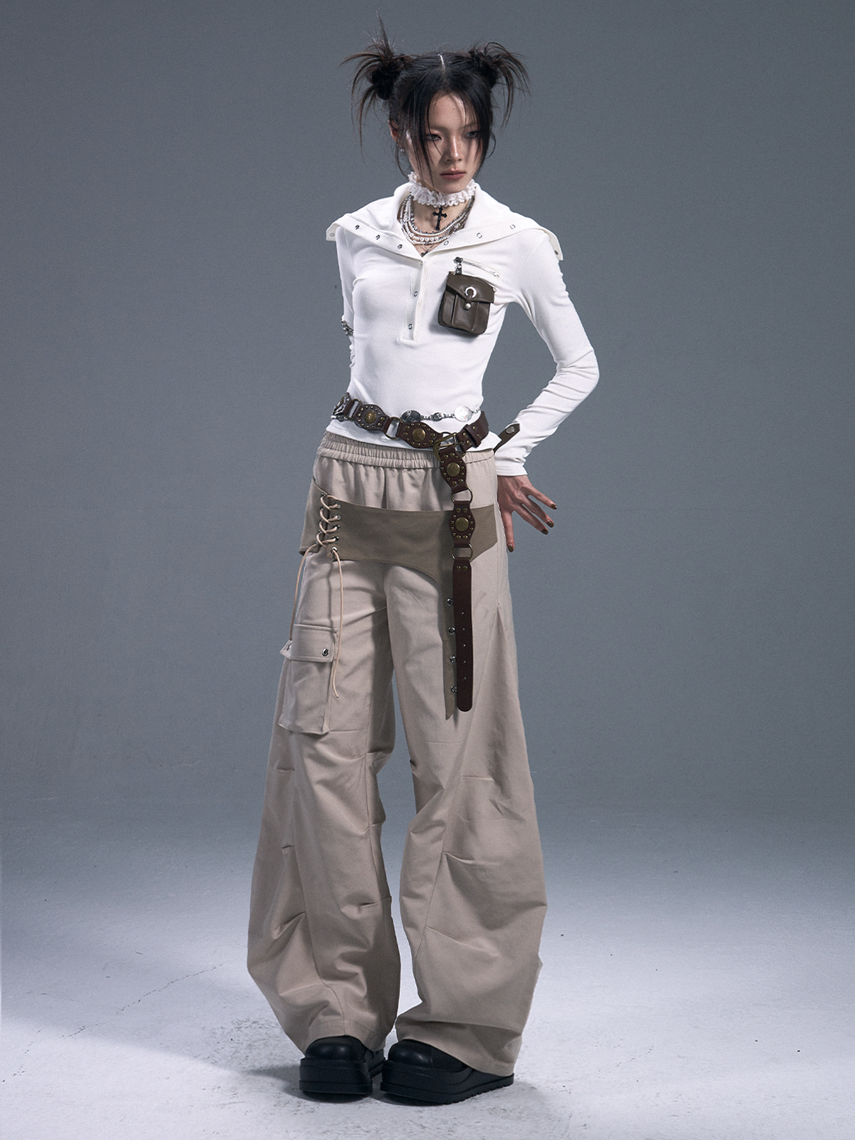 Casual Wide-leg Machete Pants FRU0093