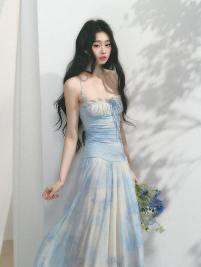Blue Beaded Lace Dress SAL0168