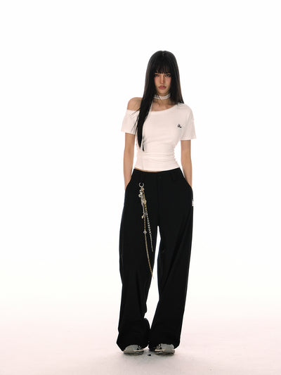 Detachable Lace Plaid Belt Drape Loose Pants ACM0081
