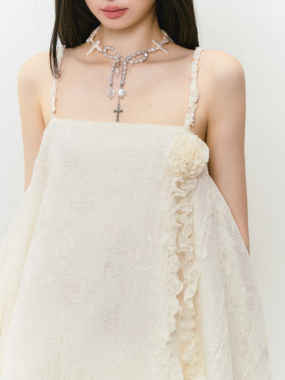 Flower Irregular Suspender Dress VIA0302