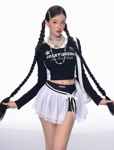 Ballet Style A-line Thin White Mesh Curtain Skirt/Shorts DIA0198