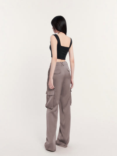 Mist Silky Thin Multi-Pocket Drape Pants VOC0222