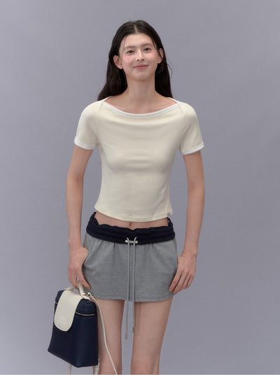 Contrast Color Casual Short Skirt LAL0215