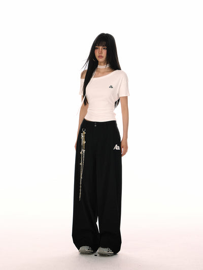 Detachable Lace Plaid Belt Drape Loose Pants ACM0081
