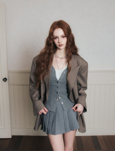 Double-breasted Silhouette Casual Suit Jacket LUL0174