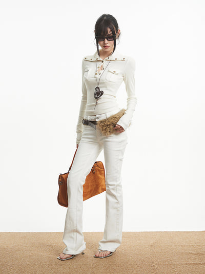 Retro Slim Fit Flared Skinny Jeans UNC0313