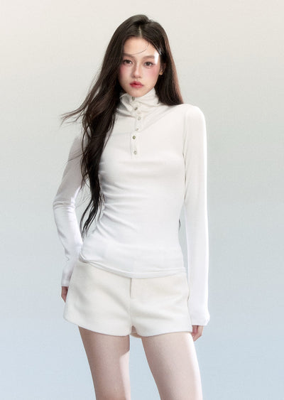 Simple High Neck Long Sleeves T-shirt FRA0457