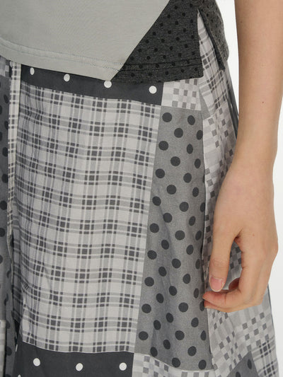 Polka Dot Plaid Print Skirt NEC0209