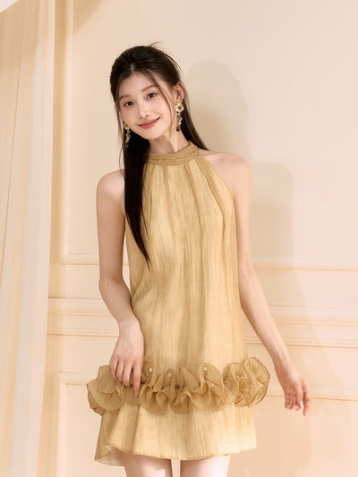Honey Yellow Ruffle Short Dress OSH0116