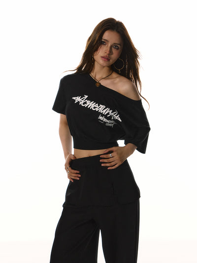 Oblique Shoulder Short T-shirt ACM0080
