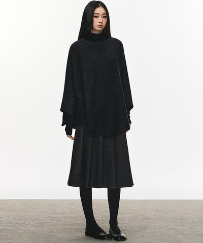 Gray High-waisted Pleated Midi Skirt ANA0114