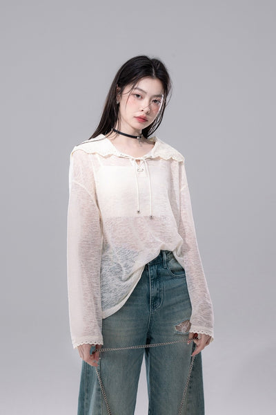 See-through Cardigan+Shorts COT0258