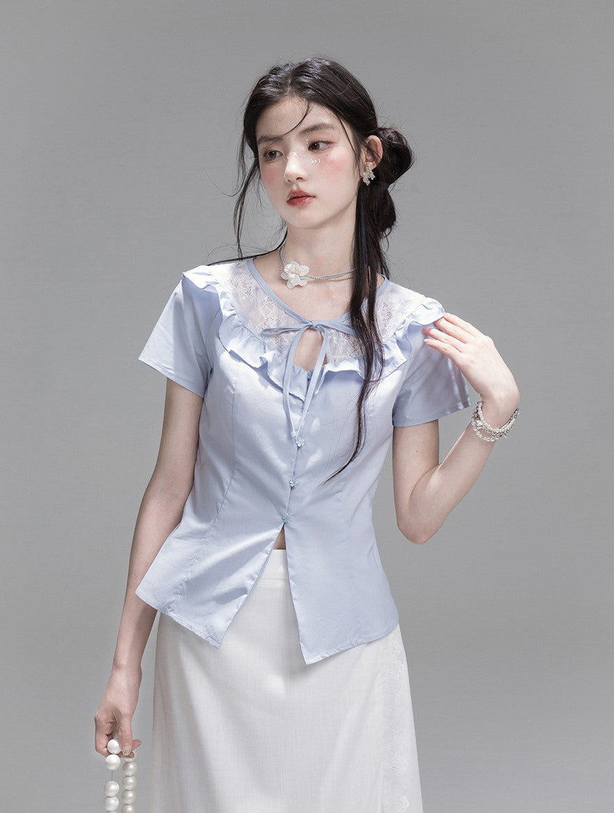 Lace Cotton Patchwork Shirt COT0286