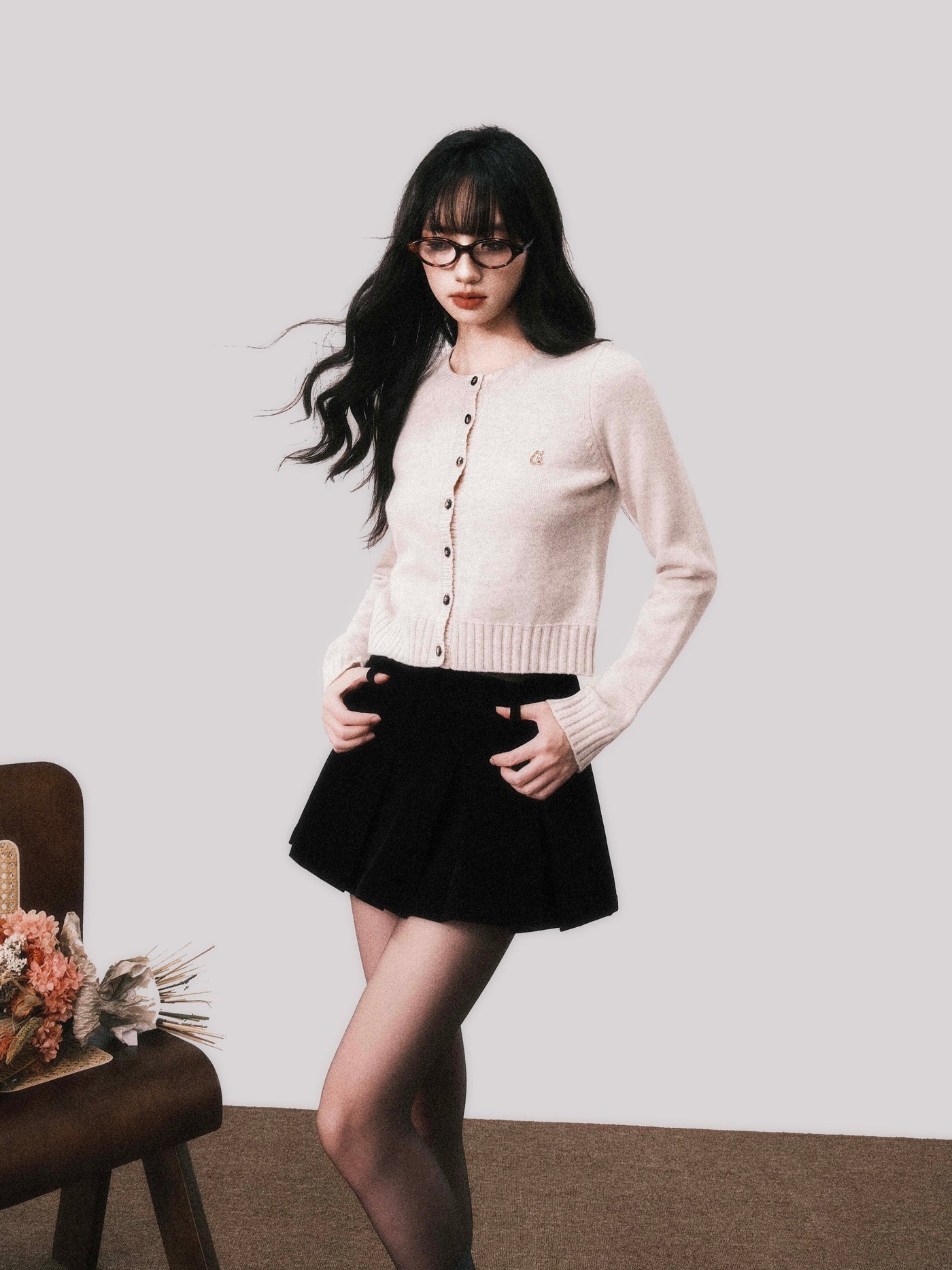 Retro Female Wool Straight Slim Short Sweater Cardigan LUL0103