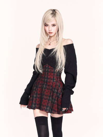 Plaid High Waisted Fishbone Pleated Skirt VOC0480