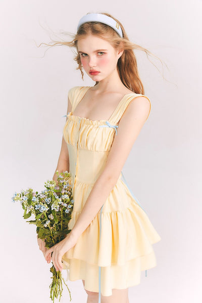 Yellow Bow Tutu Princess Waist Suspender Dress GRO0069