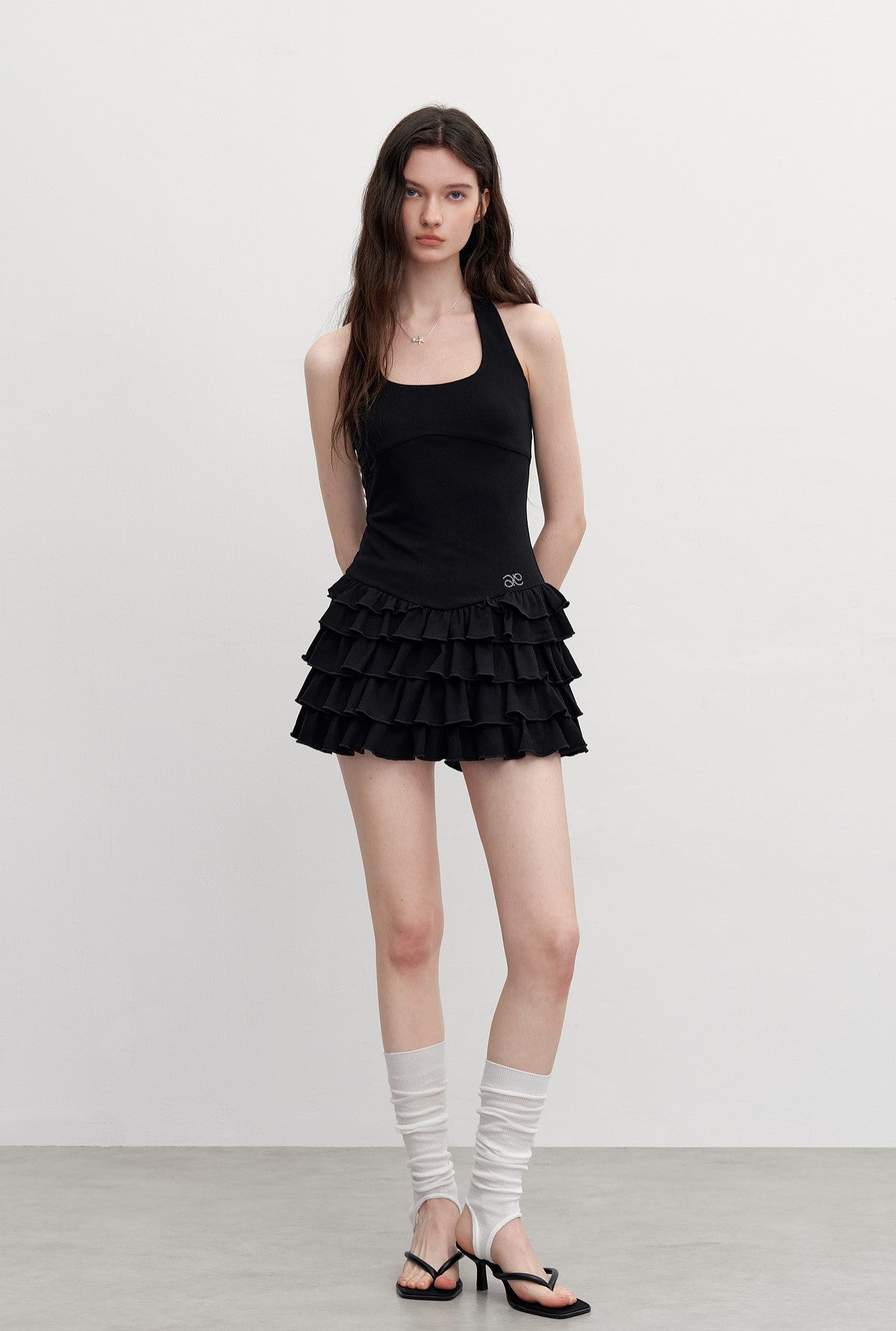 Halter Neck Splicing Cake Dress AYF0094