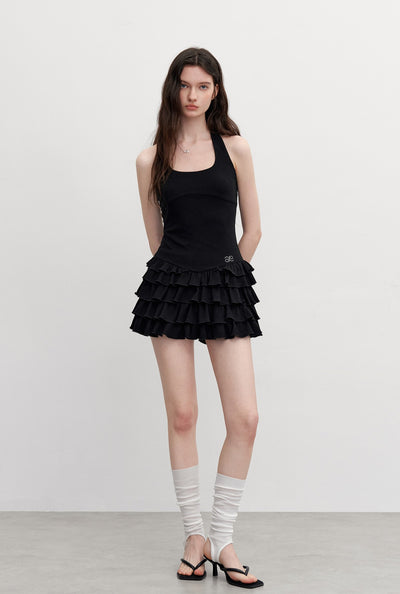 Halter Neck Splicing Cake Dress AYF0094