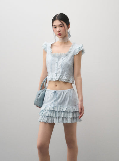Flying Sleeves Top/Lace Cake Skirt LAL0171