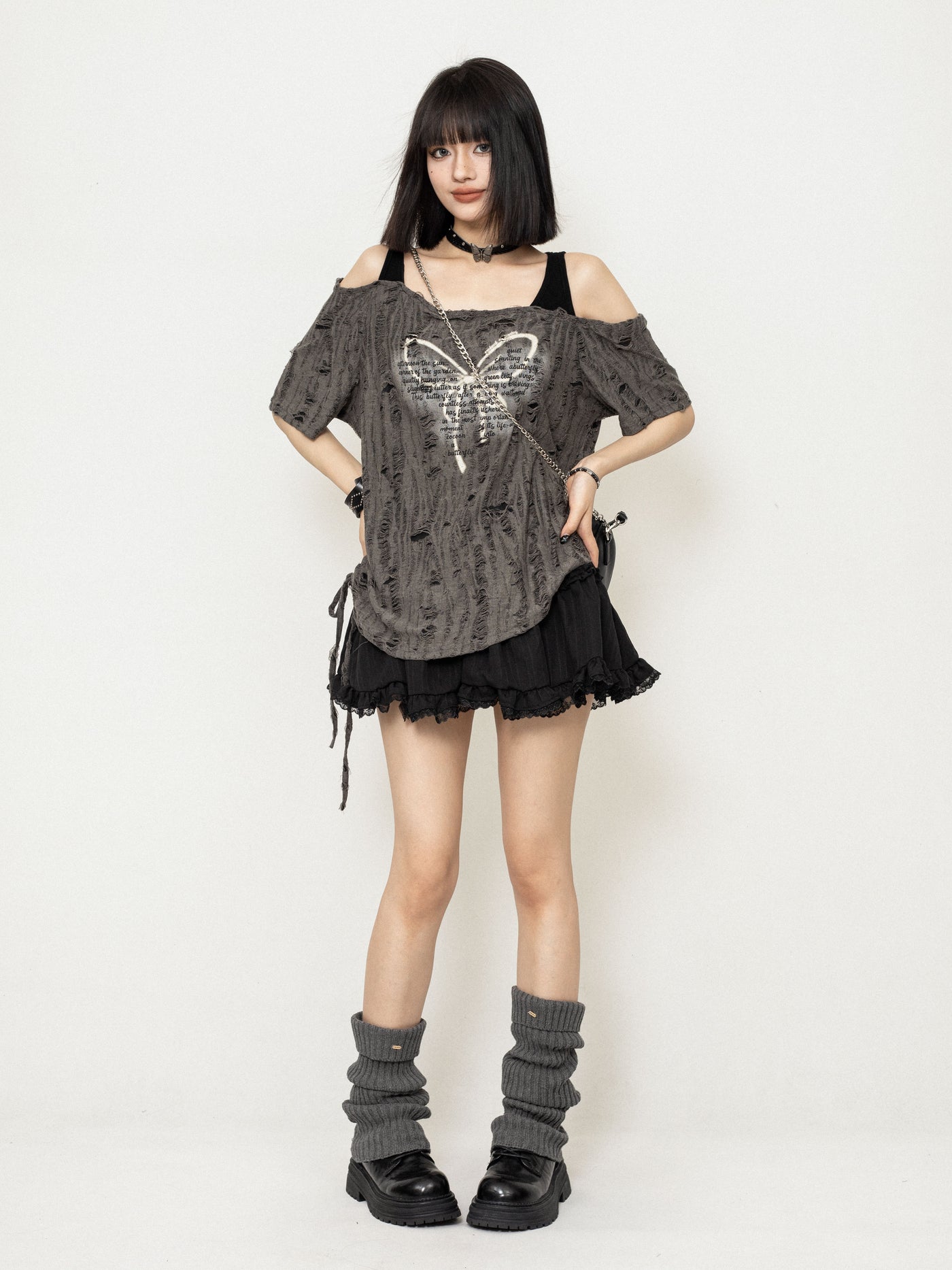 Off-shoulder Butterfly Sleeveless Loose Suspender Top ZER0223