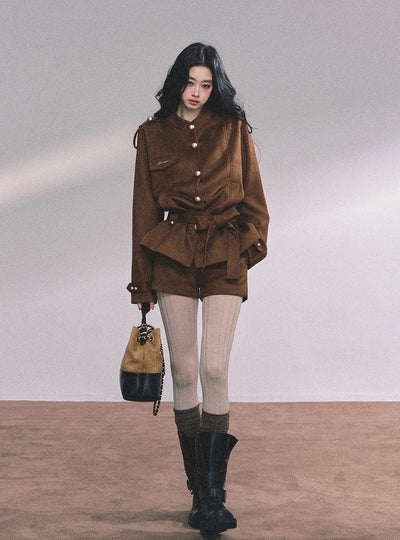 Gold Suede Suit Jacket/Shorts DIA0610