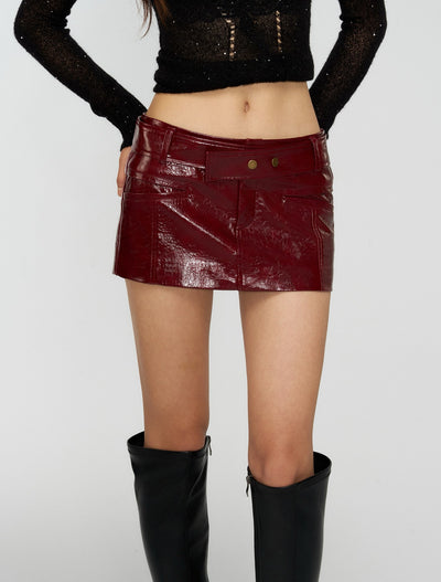 Crocodile Pattern Mini Leather Skirt 4MU0159