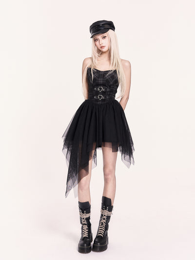 Irregular Mesh Puff Dress/Cross Short Jacket VOC0468