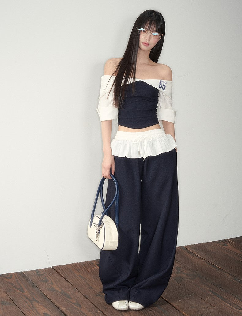One-shoulder Top/Ruffled Scimitar Pants SOO0007
