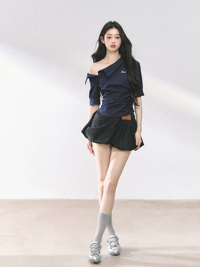 Off-shoulder Waist-slimming T-shirt DIA0465