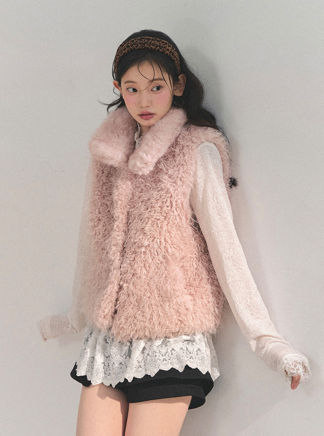 Pink Reversible Faux Fur Vest Jacket DIA0720
